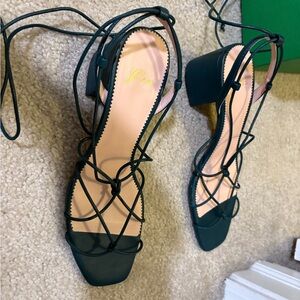 J. Crew Green Heels Strappy Design